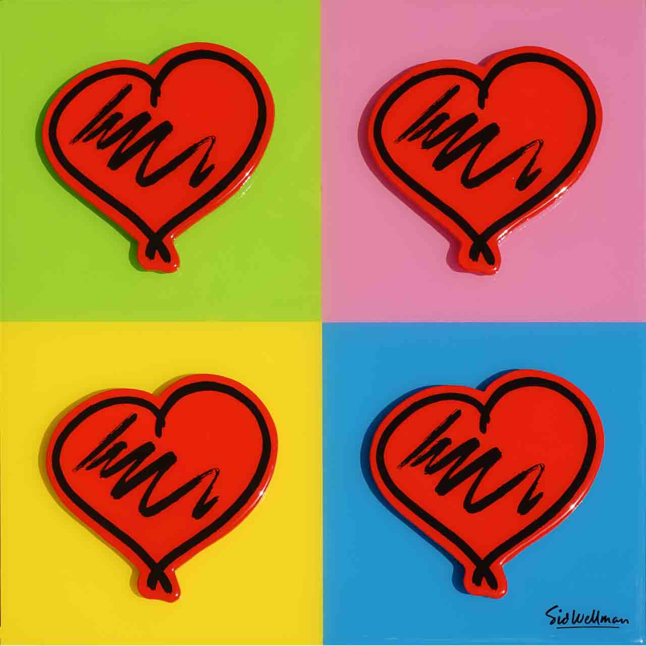 Pop Hearts, painting on panel